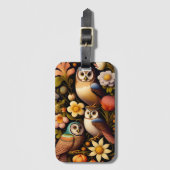 Étiquette À Bagage Chouettes et fleurs | Moderne Haeckel (Devant Vertical)