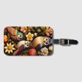 Étiquette À Bagage Chouettes et fleurs | Moderne Haeckel (Devant Horizontal)