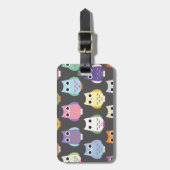 Étiquette À Bagage Chouettes mignonnes colorées (Devant Vertical)