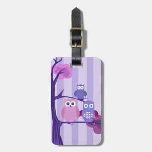 Étiquette À Bagage Chouettes pourpres