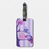 Étiquette À Bagage Chouettes pourpres (Dos Vertical)