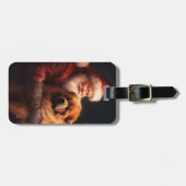 Étiquette À Bagage Chow Chow avec Noël Festif du Père Noël (Devant horizontal)