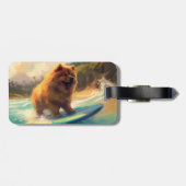 Étiquette À Bagage Chow Chow Beach Plage Surf Peinture (Dos horizontal)