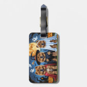 Étiquette À Bagage Chow Chow Chien Citrouille Halloween drôle (Dos Vertical)