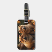 Étiquette À Bagage Chow Chow Chiot Automne Citrouille de plaisir (Devant Vertical)