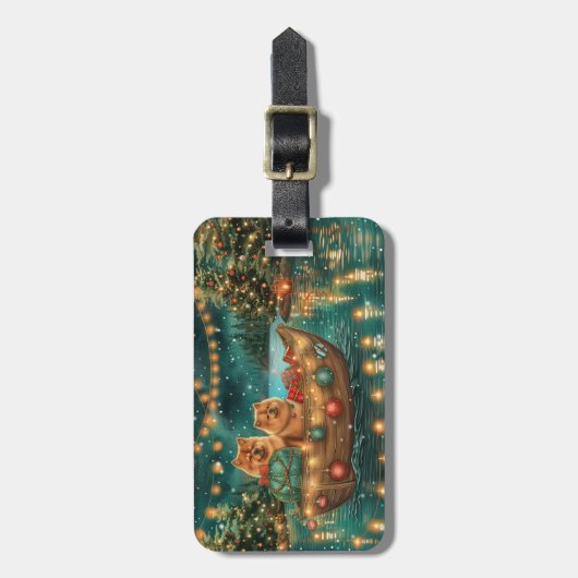 Étiquette À Bagage Chow Chow Noël Festive Voyage (Devant Vertical)