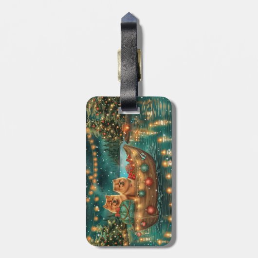 Étiquette À Bagage Chow Chow Noël Festive Voyage (Dos Vertical)