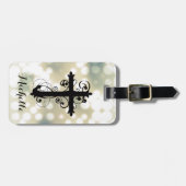 Étiquette À Bagage Christian Swirling Cross Personnalisé (Devant horizontal)