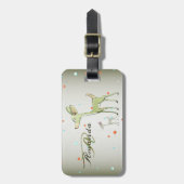 Étiquette À Bagage Christmas Monogram Green Deers Holidays Cute (Devant Vertical)