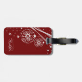 Étiquette À Bagage Christmas Monogram White Ornaments Red Elegant (Dos horizontal)