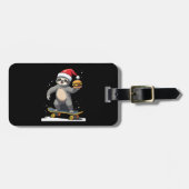 Étiquette À Bagage CHRISTMAS SLOTH Funny Christmas Skateboard Sloth ( (Devant horizontal)