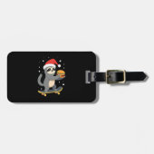 Étiquette À Bagage CHRISTMAS SLOTH Funny Christmas Skateboard Sloth ( (Devant horizontal)