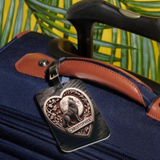 Étiquette À Bagage Christopher Wolf Hurle À La Lune Dans Le Coeur (Insitu Rectoal 1)