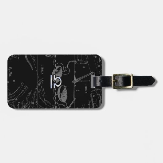 Étiquette À Bagage Chrome Argent comme Libra Zodiac Connexion Heveliu (Devant horizontal)