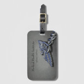 Étiquette À Bagage Chrome Professionnel Médicale Caduceus - Balise de (Devant Vertical)