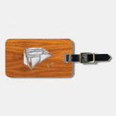 Étiquette À Bagage Chromes Silver like Sailboat on Teak Veneer (Devant horizontal)