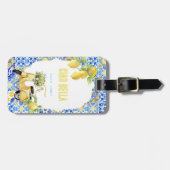 Étiquette À Bagage Ciao Bella | Monogramme de citron carrelé méditerr (Devant horizontal)