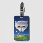 Étiquette À Bagage Ciel nocturne avec chat (Devant Vertical)