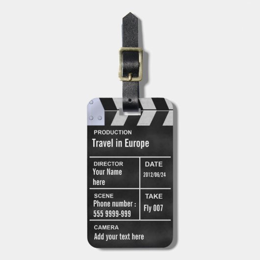 Étiquette À Bagage cinéma de claquette (Devant Vertical)