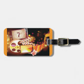 Étiquette À Bagage Cinematic Film Reel and Clapperboard (Devant horizontal)