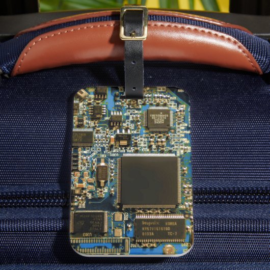 Étiquette À Bagage Circuit imprimé bleu macro | Photo de PCB (Insitu Rectoal 2)