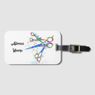 Étiquette À Bagage ciseaux colorés amusants art sur blanc pour person