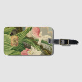 Étiquette À Bagage Ciseleur de dame rose Monogramme orchidée florale (Devant Horizontal)