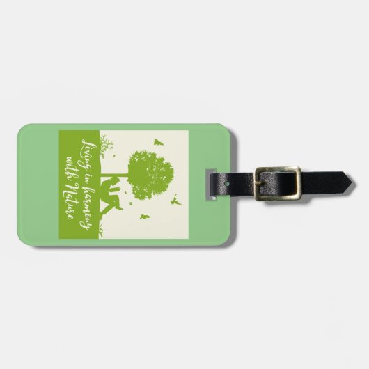 Étiquette À Bagage Citation écologique Vivre en harmonie avec la natu (Devant horizontal)