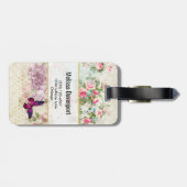 Étiquette À Bagage Citation inspirée et collage de papillon rose (Dos horizontal)