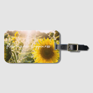 Étiquette À Bagage Citation tournesol "les fleurs sont le bonheur"