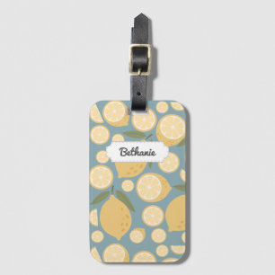 Étiquette À Bagage Citron jaune personnalisable Motif sans couture