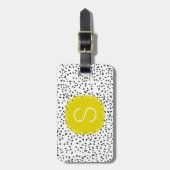 Étiquette À Bagage Citron Monogramme Noir et Blanc Zones Dalmatiennes (Devant Vertical)