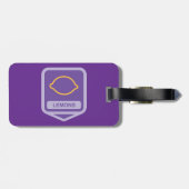 Étiquette À Bagage Citron - Outline Fruit pourpre et jaune (Dos horizontal)