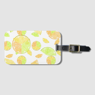 Étiquette À Bagage citron vert orange tranches fruits agrumes nature