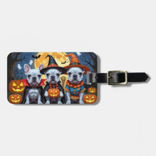 Étiquette À Bagage Citrouille de Bulldogs français Halloween drôle