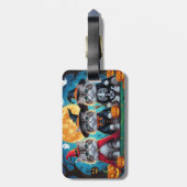 Étiquette À Bagage Citrouille de chats perses Halloween drôle (Dos Vertical)