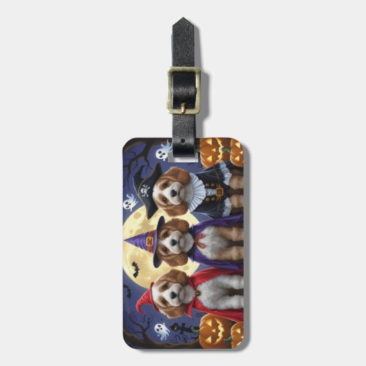 Étiquette À Bagage Citrouille de chien Cockapoo Halloween drôle (Devant Vertical)