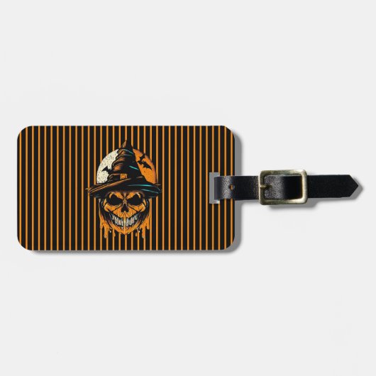 Étiquette À Bagage citrouille/Halloween/crâne/éffrayant (Devant horizontal)