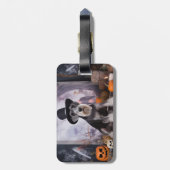 Étiquette À Bagage Citrouilles de Schnauzer miniature Halloween (Dos Vertical)