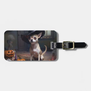 Étiquette À Bagage Citrouilles d'Halloween effrayantes de Chihuahua