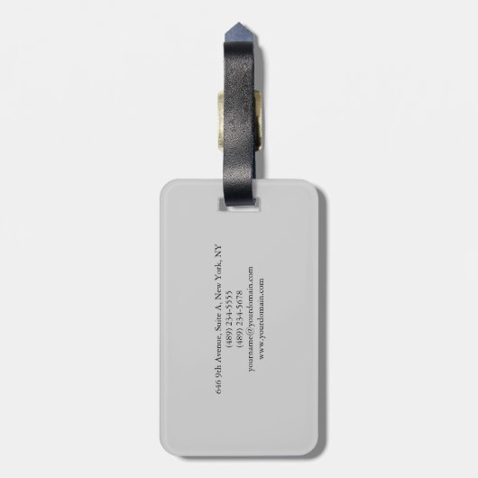 Étiquette À Bagage Clair Gris Unique Original Classique Professionnel (Dos Vertical)