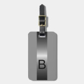 Étiquette À Bagage Clair Noir soyeux acier gris métal (Devant Vertical)
