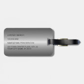 Étiquette À Bagage Clair Noir soyeux acier gris métal (Dos horizontal)