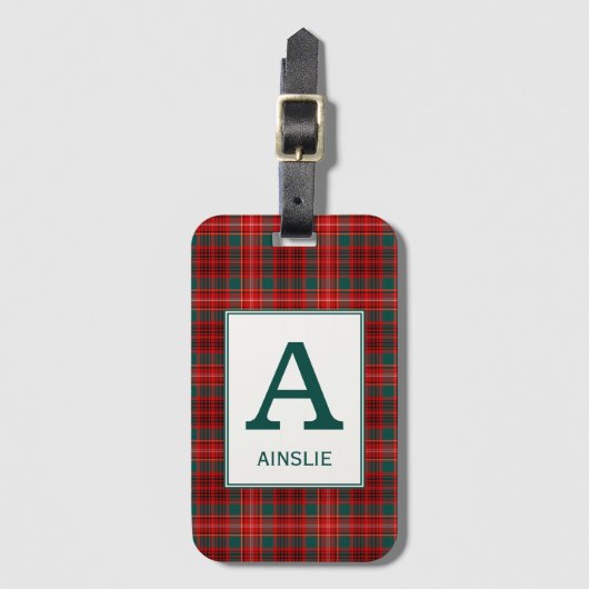 Étiquette À Bagage Clan Ainslie Tartan Monogrammé (Devant Vertical)