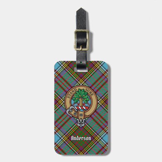 Étiquette À Bagage Clan Anderson Crest sur Tartan (Devant Vertical)