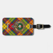 Étiquette À Bagage Clan Buchanan Crest sur Tartan (Devant horizontal)