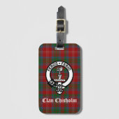 Étiquette À Bagage Clan Chisholm Crest Badge & Tartan (Devant Vertical)