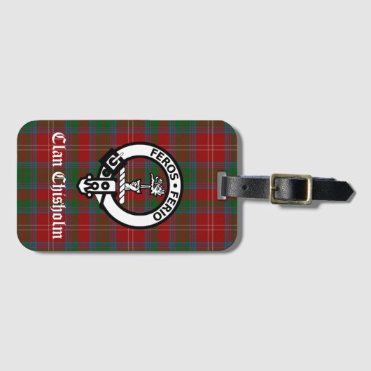 Étiquette À Bagage Clan Chisholm Crest Badge & Tartan (Devant Horizontal)