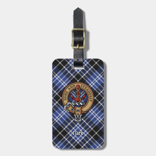 Étiquette À Bagage Clan Clark Crest sur Tartan (Devant Vertical)