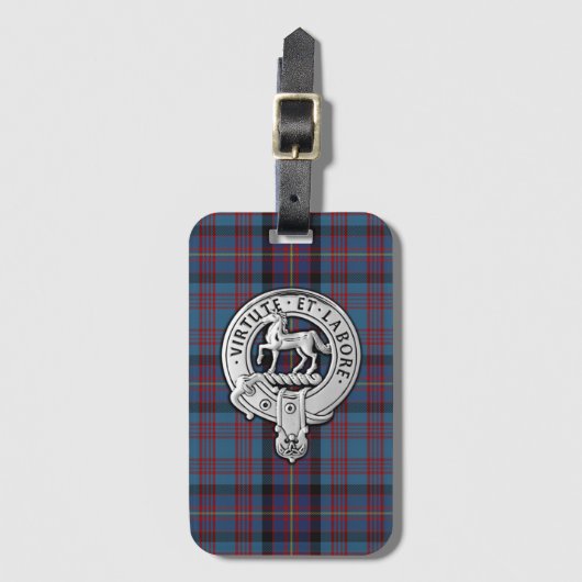 Étiquette À Bagage Clan Cochrane Crest & Azure Tartan (Devant Vertical)